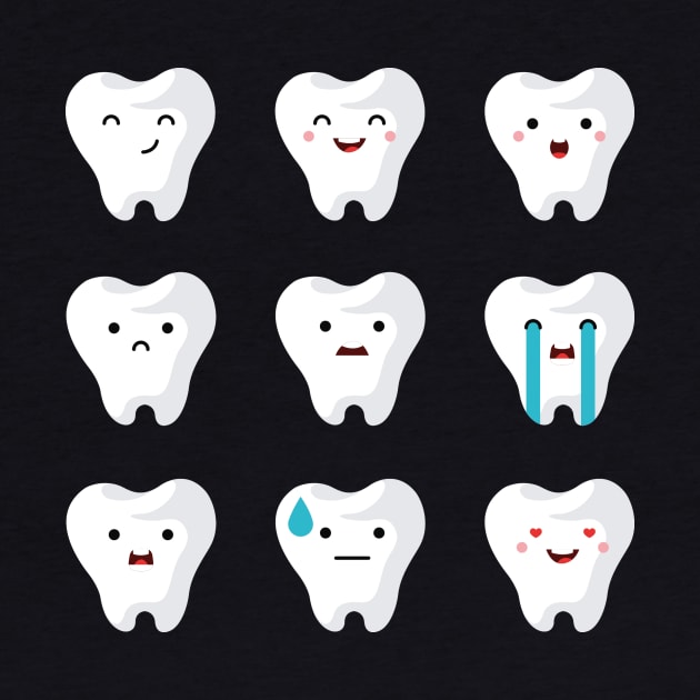 Teeth Emoji - Dental Assistant - Funny Dental Hygienist Gifts - Dentist - Tooth Health - Dentistry T-Shirt by andreperez87